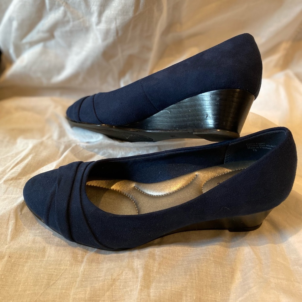 Abella Navy Blue Wedge Shoes